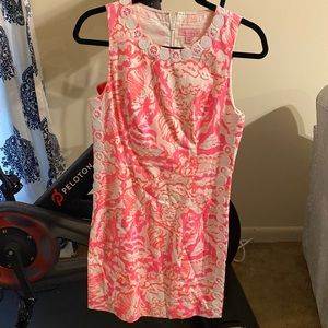 Great dress only worn once or twice. No stains and I’m great condition.